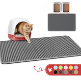 Powools Cat Litter Mat front view demonstrates large 46x35 size for broad floor protection.