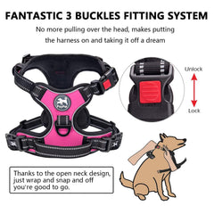 PoyPet front-clip dog harness pink with secure front attachment.