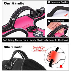 PoyPet reflective stitching on pink harness for better night visibility.