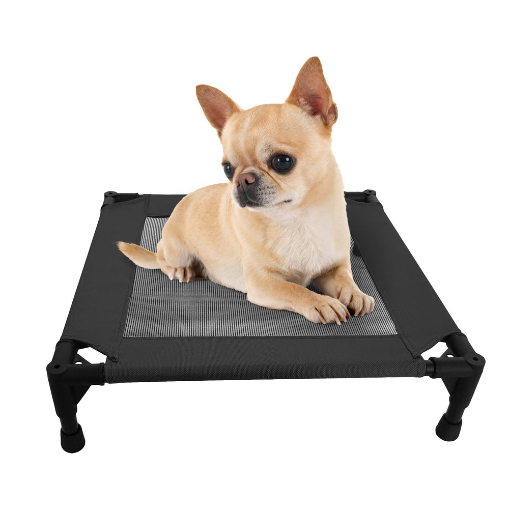 Pozico elevated pet bed with breathable mesh provides cooling comfort for small pets