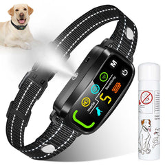 PQJDFX citronella bark collar front view for gentle bark control during daily walks.