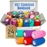 Prairie Horse Supply vet wrap tape bulk 24 colors close-up roll showing vibrant hues for quick identification.