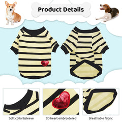 Preferhouse camiseta perro rayas espalda, estilo clásico para mascotas elegantes