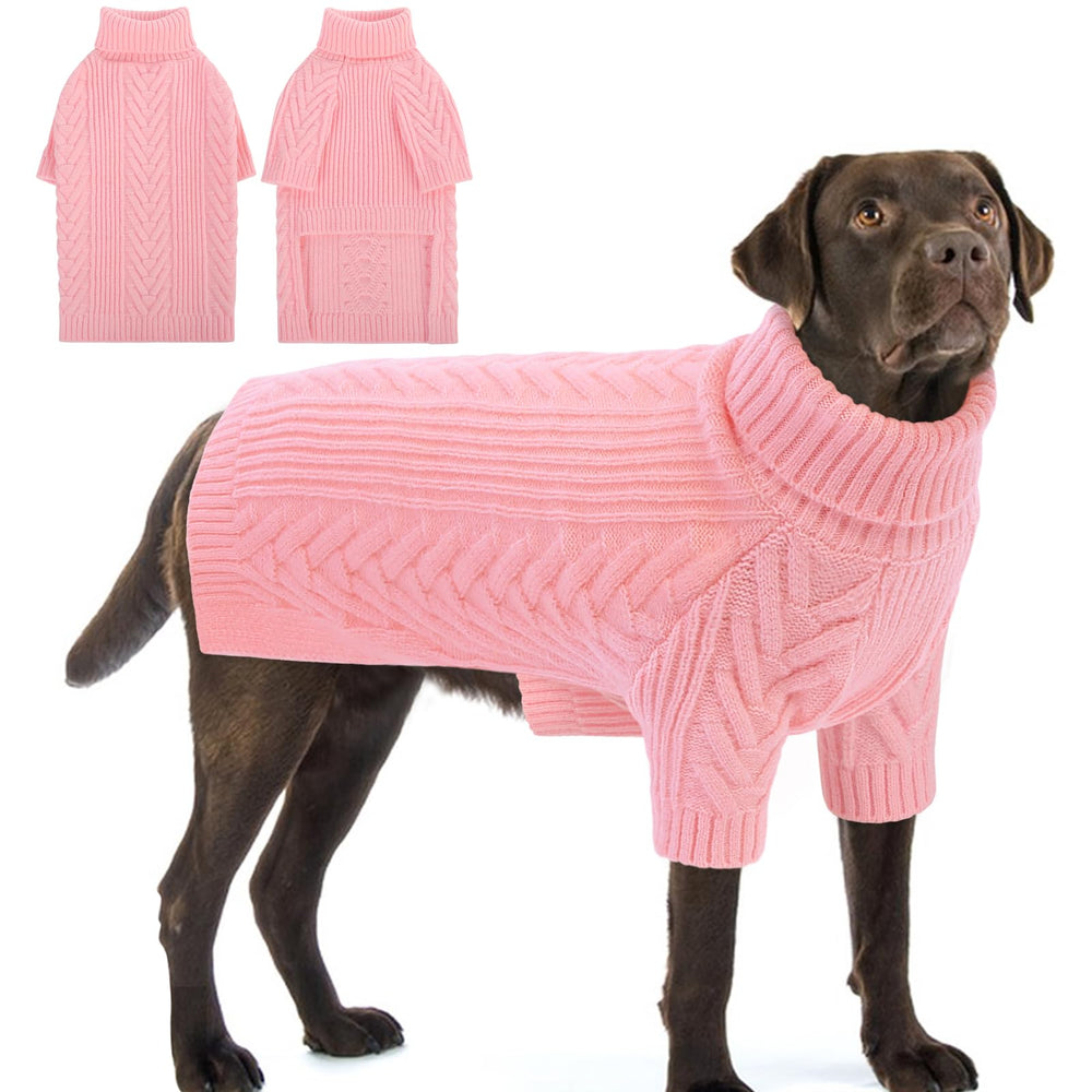 Preferhouse dog knitted sweater pink 2xl keeps medium to large dogs warm in cold walks