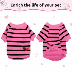 Preferhouse dog striped t-shirt size chart image helps choosing the right fit.