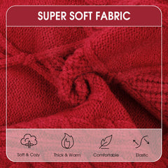 Preferhouse knit red closeup shows soft fabric and stretch for comfy fit.