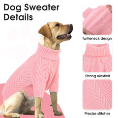 Preferhouse large-dog sweater model demonstrating comfortable wrap around neck and chest