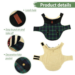 Preferhouse dog coat XS green back-stitch detail highlights durable fleece retention and warmth.