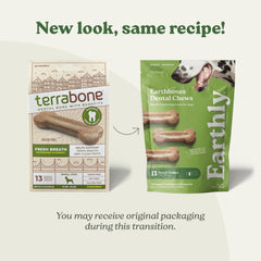 Presidio Earthbones dental chews closeup reveals chewy texture aiding cleaning between meals.