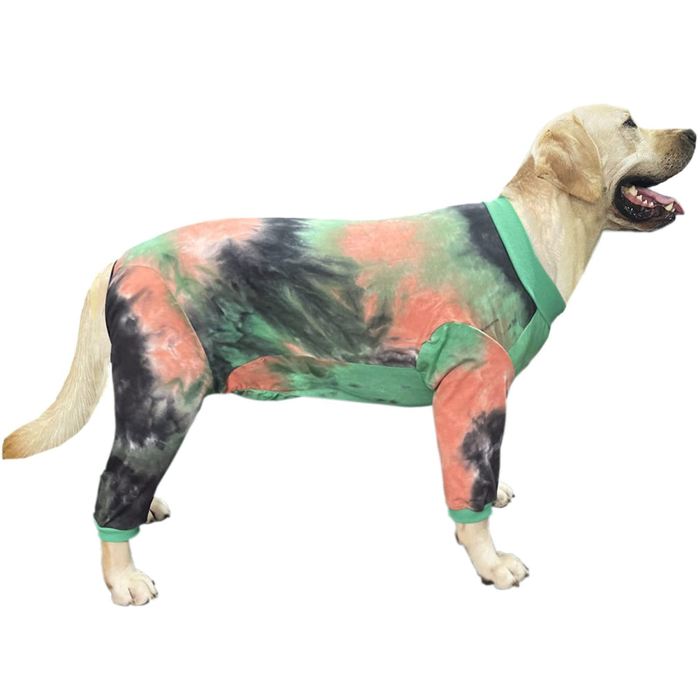 PriPre dog pajamas XXL greenorange full-coverage view for cozy lounge wear