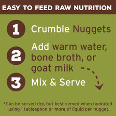 Primal lamb nugget packaging highlights USA-made production and quality.