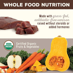 Primal Venison Nuggets ingredients close-up shows real whole-food components.