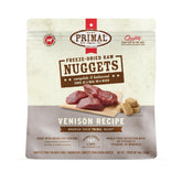 Primal Venison Nuggets raw dog food image highlights premium protein for energy and digestion.