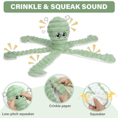 Prime Pets octopus toy body soft plush provides cuddly comfort during nap or rest.