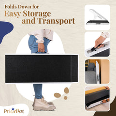 PriorPet adjustable-height dog ramp supports a range of furniture heights.