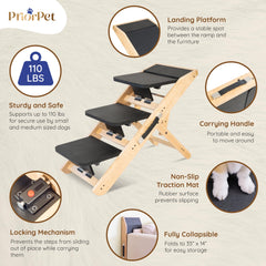 PRIORPET height-adjustable-7-20-inch adapts to sofa heights for comfort.