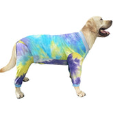 PriPre dog pajamas tie-dye blue 3XL onessie demonstrates breathable comfort for active dogs