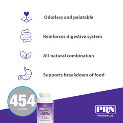 PRN ProZyme pictured with dog and cat bowls for daily digestive support.