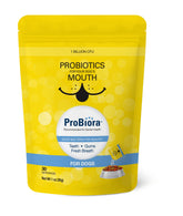 Probiora for Dogs packaging image for easy daily use and fresh breath support.