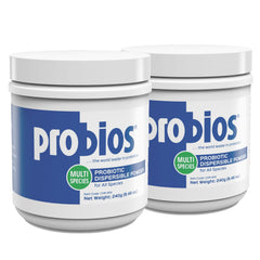 Probios Digestive Support packaging shows two 240g jars for multi-species use.