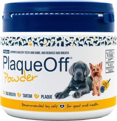 ProDen PlaqueOff Pet 420g tub supports dental care and plaque management for dogs and cats.