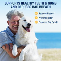 ProDen PlaqueOff powder scoop aiding cat oral care for fresher breath.