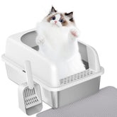 Prodigen stainless steel cat litter box with lid shows smooth surface and scratch resistance