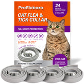 ProElobara four-pack flea collars for cats protecting against fleas and ticks with long-lasting coverage.