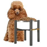 PROERR elevated dog bowl stand in 8-inch height demonstrates improved feeding posture.