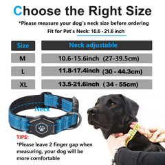 PROFAVO AirTag Dog Collar night glow and reflective stitching enhances nighttime visibility for safety.