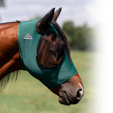 Professional's Choice Comfort-Fit Fly Mask on emerald cob offers glove-like fit and clear vision.