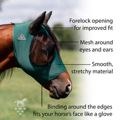 Professional's Choice Comfort-Fit Fly Mask eye area with mesh for clear vision.