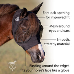 Professional's Choice Comfort-Fit Fly Mask forelock opening ensures improved fit for active ponies.