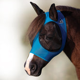 Professional's Choice Comfort Fit Fly Mask Pacific Blue front view with breathable eye mesh for clear vision