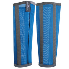 Professional's Choice Deluxe Fly Boots in Pacific Blue show breathable mesh for fly protection during rides.