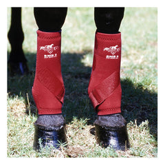Professional's Choice SMBII crimson medium front view boot emphasizes secure fit for polo and jumping