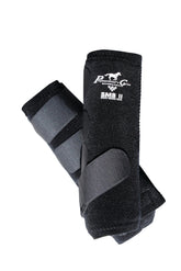 Professional's Choice SMBII boots in black, side view, protecting equine legs during performance