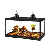PROLEE Bearded Dragon Tank 60 Gallon with metal mesh roof for ventilation and lamp placement.