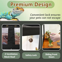 PROLEE Bearded Dragon Tank front sliding doors with secure access