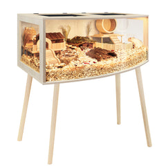 PROLEE hamster cage curved design: clear panoramic view for easy monitoring