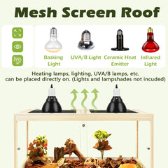 PROLEE metal mesh roof tank features breathable design for ventilation and heat lamp setup.