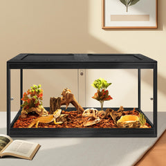 PROLEE Metal mesh roof supports ventilation and heat lamp use for temperature control.