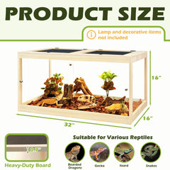 PROLEE tempered glass bearded dragon tank side view reveals spacious interior for active reptiles