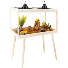 PROLEE tempered glass reptile enclosure with legs offers stable setup for terrestrial reptiles.