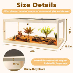 PROLEE terrarium 81gallon side view highlights spacious interior for active pets.