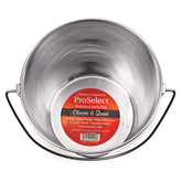 ProSelect heavy-duty stainless steel pail side view for durable kennel use