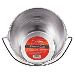 ProSelect heavy-duty stainless steel pail side view for durable kennel use