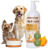 Prospect Pet hip-joint supplement bottle-pour shows easy daily dosing for dogs.
