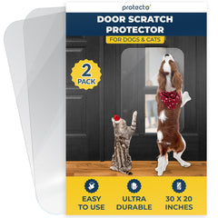 PROTECTO door protector 30x20 clear sheet safeguards doors from pet scratches.