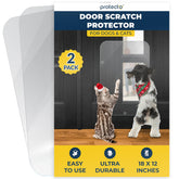 PROTECTO door scratch protector 18x12 on a door to prevent pet scratching.
